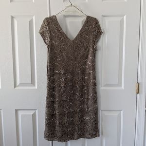 Gray Lace Mother of the Bride Cocktail Dress